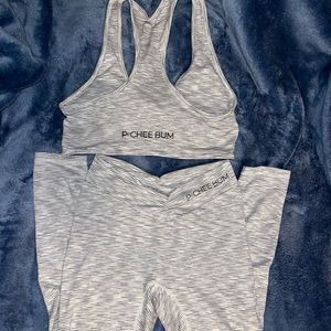 PCHEE SOFT WHITE SCRUNCH BUTT LEGGING SET SIZE S